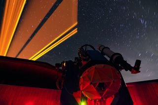 Laser Beam Over Allgäu Public Observatory in Germany