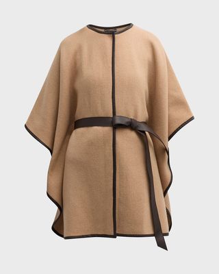 Cashmere & Leather Belted Cape