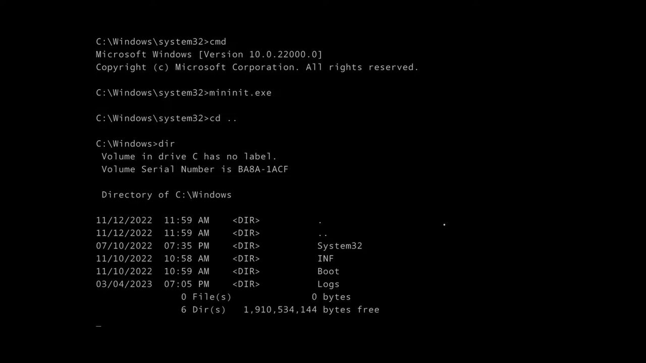 Contents of the Text-Only Windows 11