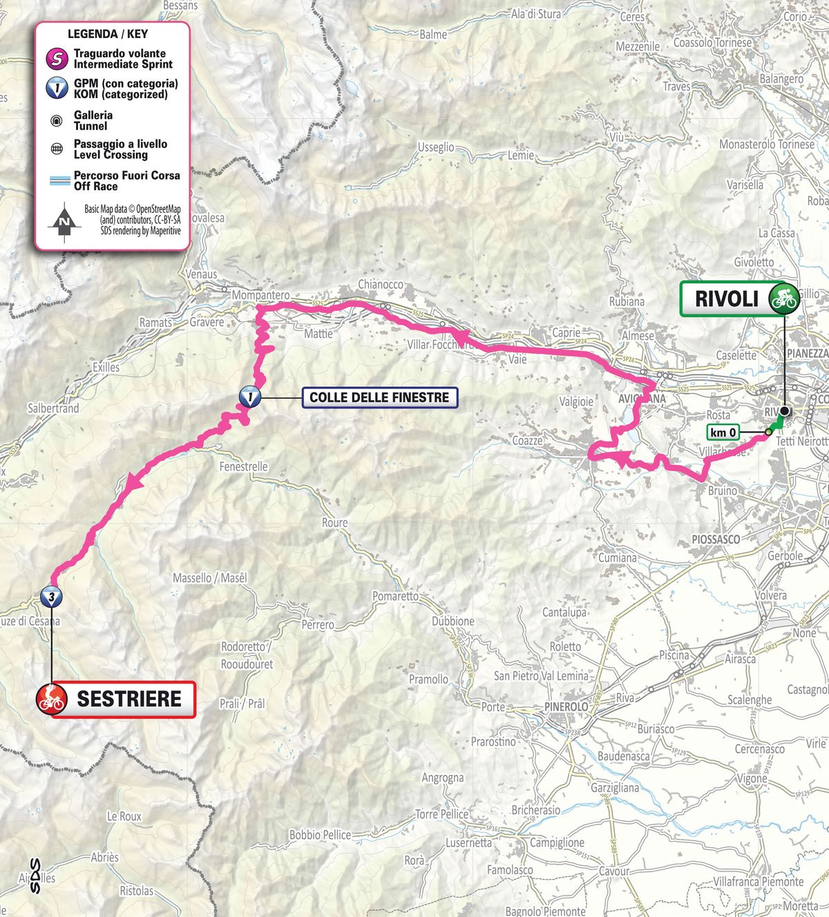 Map of stage 8 of the 2026 Giro d'Italia Women