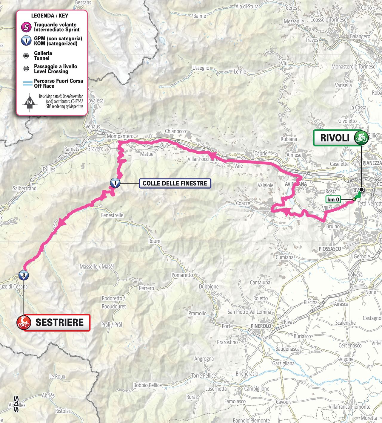 Map of stage 8 of the 2026 Giro d'Italia Women