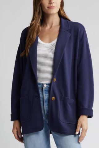 Relaxed French Terry Blazer Caslon®