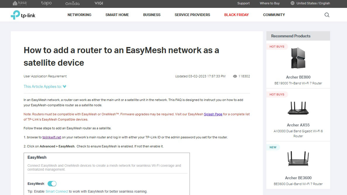 TP-Link Archer BE3600 web app screenshot