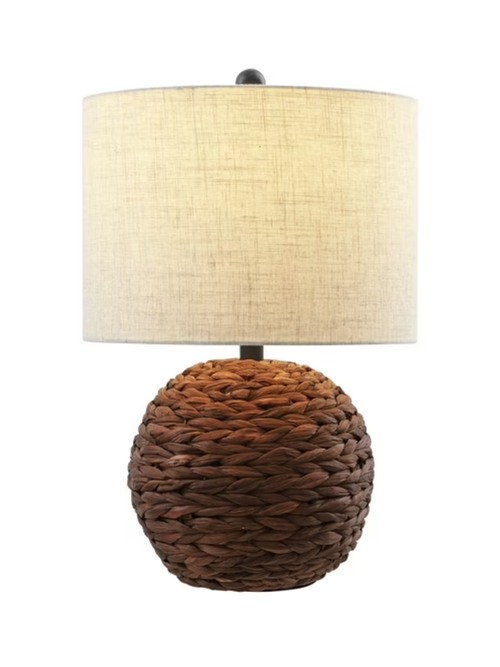 Camilo 21.5" Woven Rattan Globe Led Table Lamp