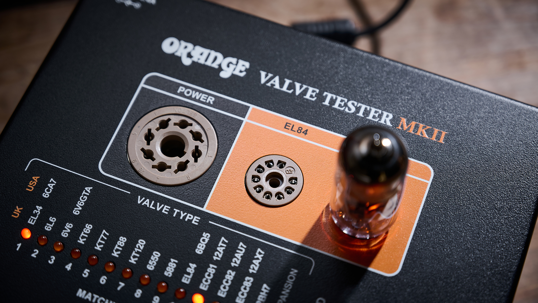 Orange Valve Tester MKII with valve plugged in