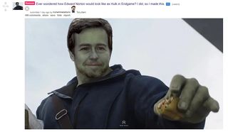 Reddit user Edward Norton Hulk in Avengers Endgame