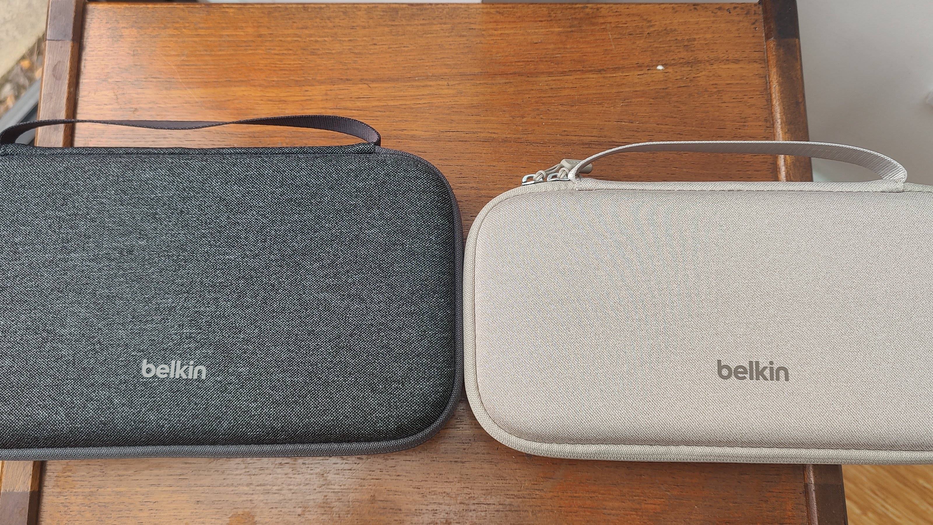 Belkin Charging Case Pro for Nintendo Switch 2 (left) compared to Belkin Charging Case for Nintendo Switch 2 (right)