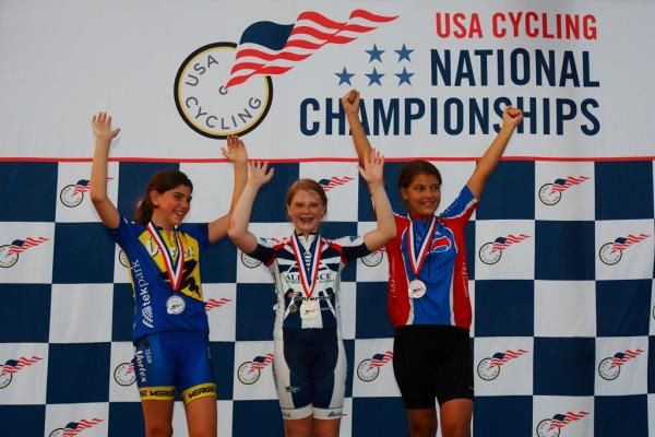 Women 10-12 500m TT Podium, L to R- Courtney Krasley (Silver), Devon Nothstein (Gold), Rebecca Israel (Bronze)