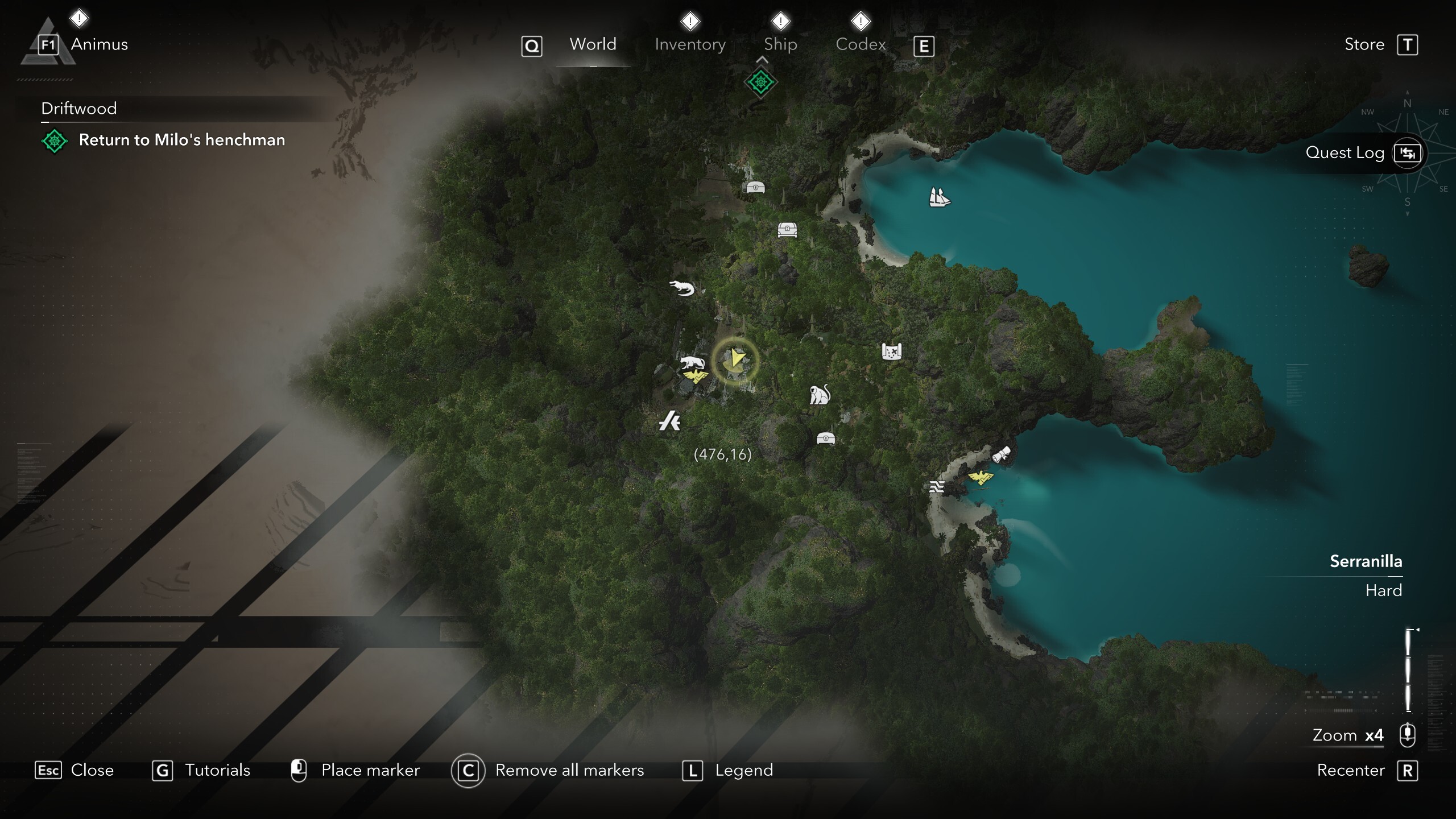 Black Flag Mayan stones: A map showing the location of a Mayan stone/stele on Isla Providencia in Serranilla.