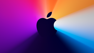 El logo de Apple con un fondo colorido