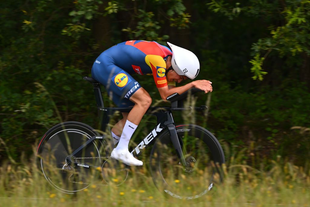 TURNHOUT BELGIUM JUNE 12 Mathias Vacek of Czech Republic and Team Intermarche Wanty sprints during the 93rd Baloise Belgium Tour 2024 Stage 1 a 12km individual time trial stage from Beringen to Beringen on June 12 2024 in Beringen Belgium Photo by Luc ClaessenGetty Images