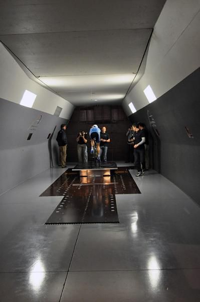 Rory Sutherland draws a crowd in the wind tunnel.