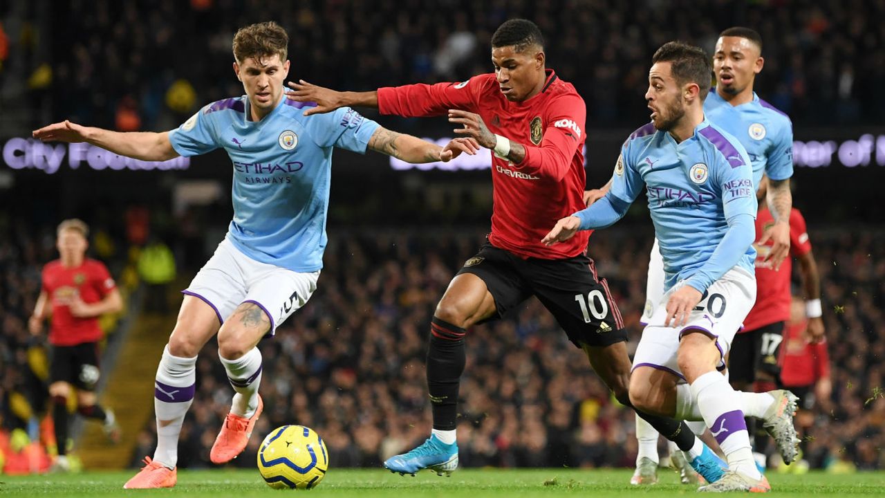 Marcus Rashford scored in Man Utd’s 2-1 Premier League win at Man City on 7 December 