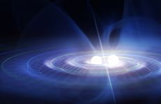 gravitational waves from two merging black holes.