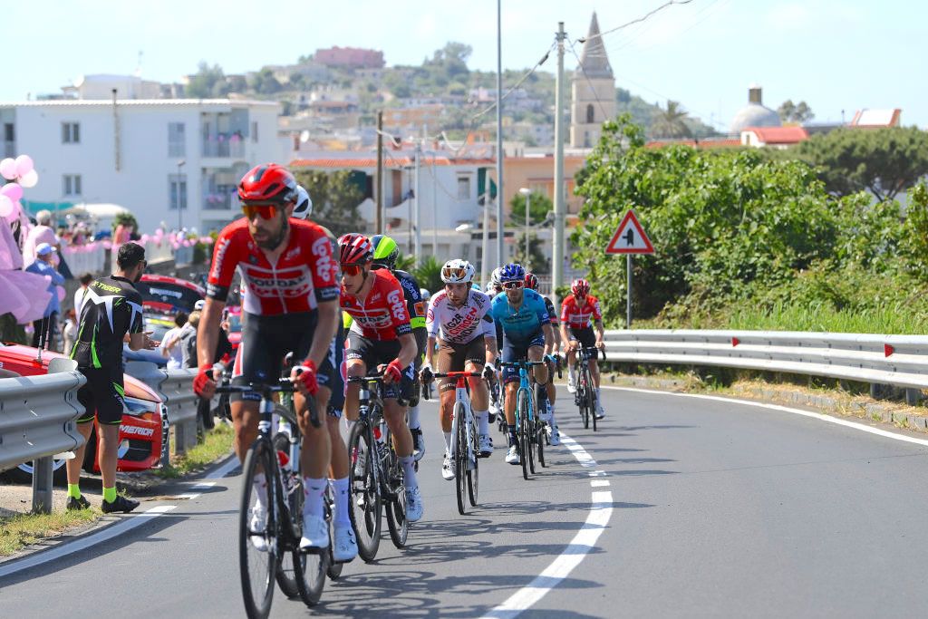 NAPOLI, ITALY - MAY 14: Andrea Vendrame of Italy and AG2R Citroen Team (C) competes in the breakaway during the 105th Giro d'Italia 2022, Stage 8 a 153km stage from Napoli to Napoli / #Giro / #WorldTour / on May 14, 2022 in Napoli, Italy. (Photo by Tim de Waele/Getty Images)