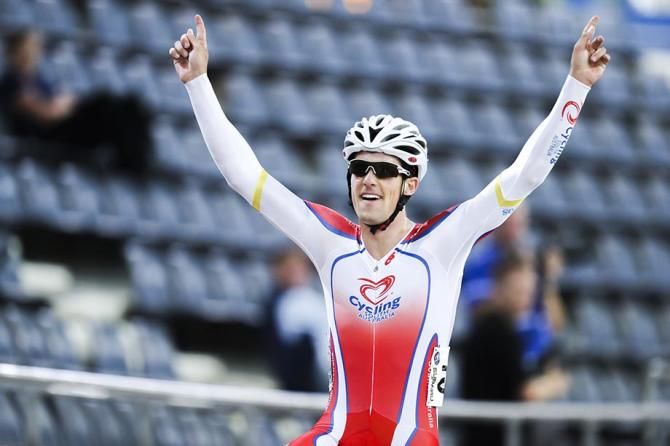 Luke Davison salutes the crowd.