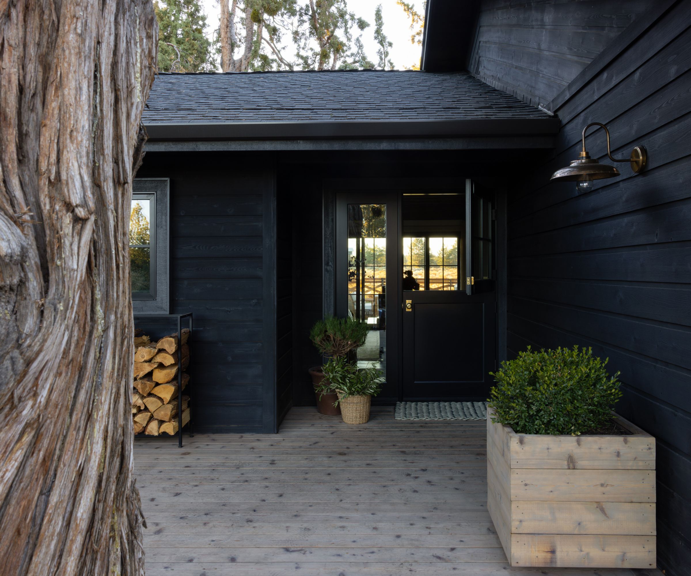 Exterior of a wooden clad home