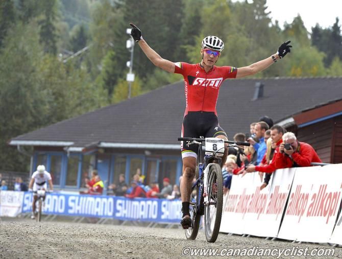 Jaroslav Kulhavy (Specialized Racing) wins the elite men's World Cup cross country in Hafjell, Norway