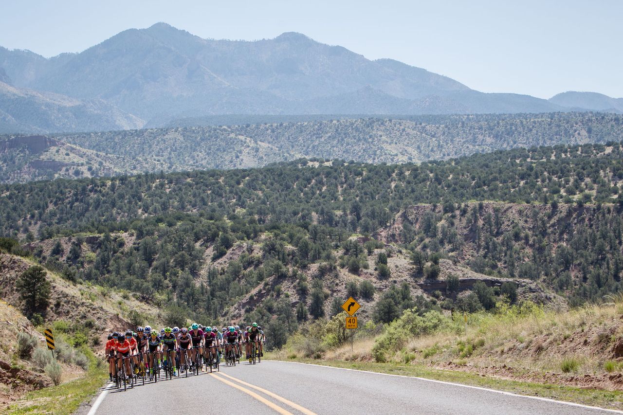The race enters the scenic Gila wilderness during stage 1 at Tour of the Gila