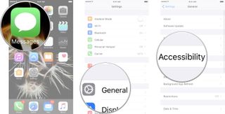 Launch the Settings app, tap General, and then tap on Accessibility