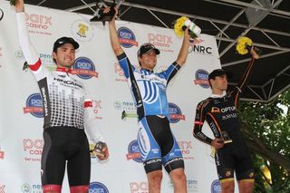 Rosskopf, Reijnen and Anthony celebrate on the podium in Philly