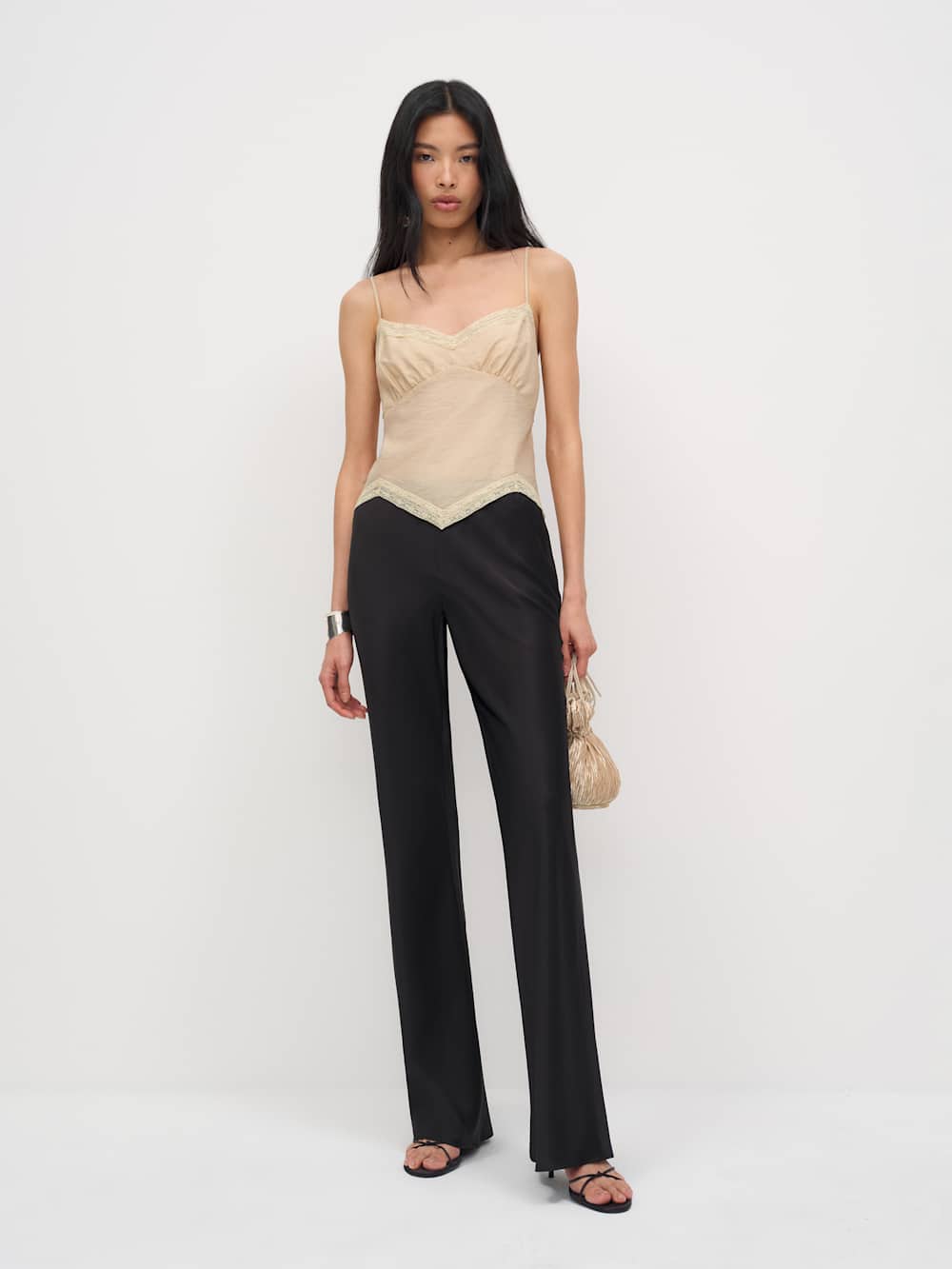 Gale Satin Mid Rise Bias Pant