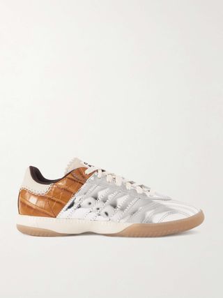 + Wales Bonner Samba Millennium Paneled Croc-Effect and Metallic Leather Sneakers