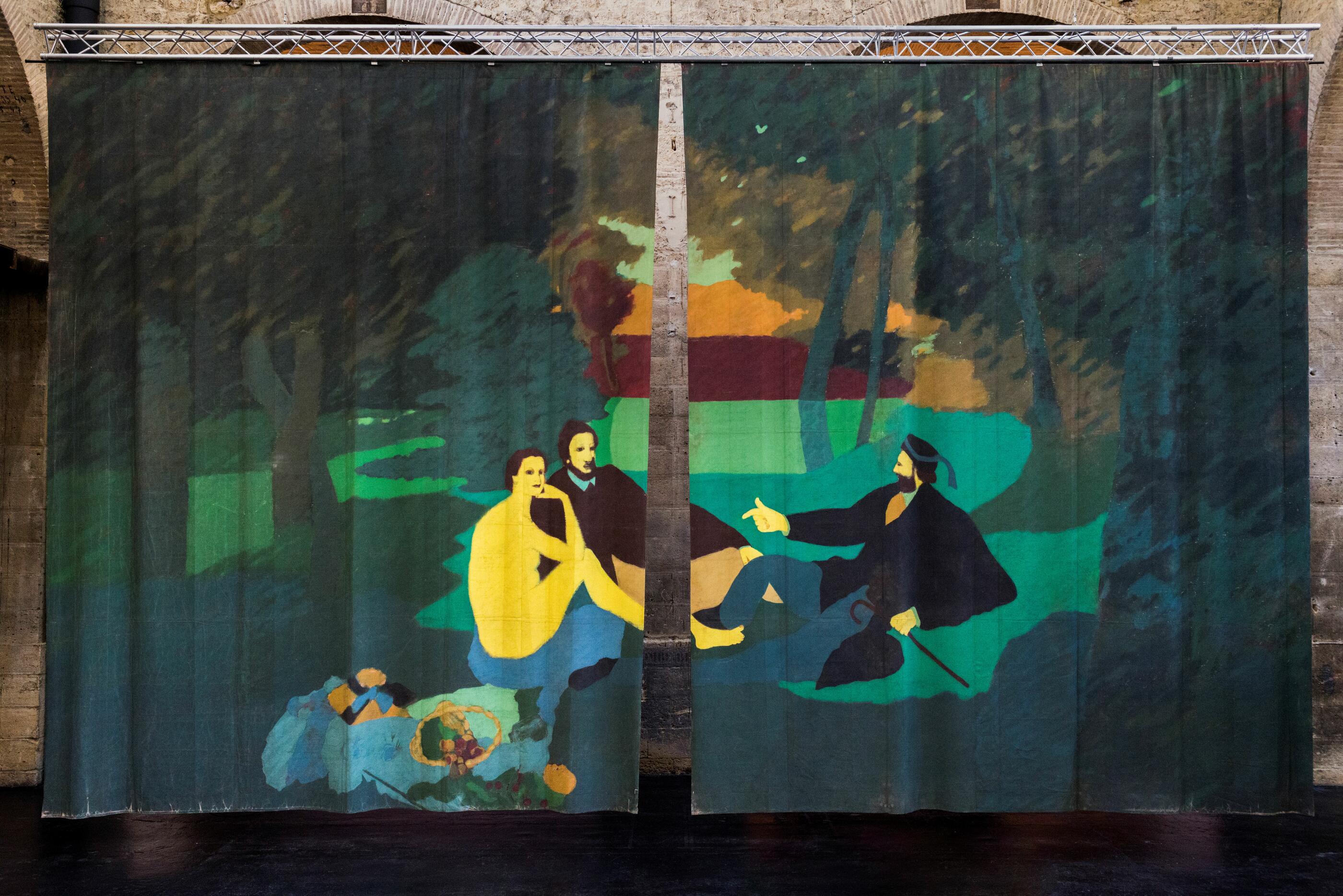 Beatriz Gonz&amp;aacute;lez. Tel&amp;oacute;n de la m&amp;oacute;vil y cambiante naturaleza (Backdrop of a Moving and Changing Nature), 1978, Installation View. Beatriz Gonz&amp;aacute;lez at the Barbican, London, 25 Feb &amp;ndash; May 2026.
