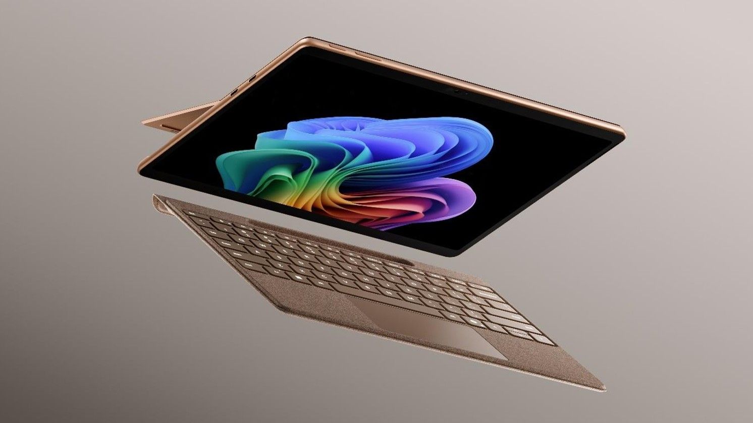 Surface pro open with Windows 11 wallpaper