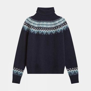 Brora Supersoft Lambswool Fair Isle Polo Neck