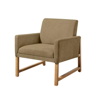 Canvas Upholstered Accent Arm Chair - Khaki: Rubberwood Frame, Foam Cushion - Hearth & Hand™ With Magnolia