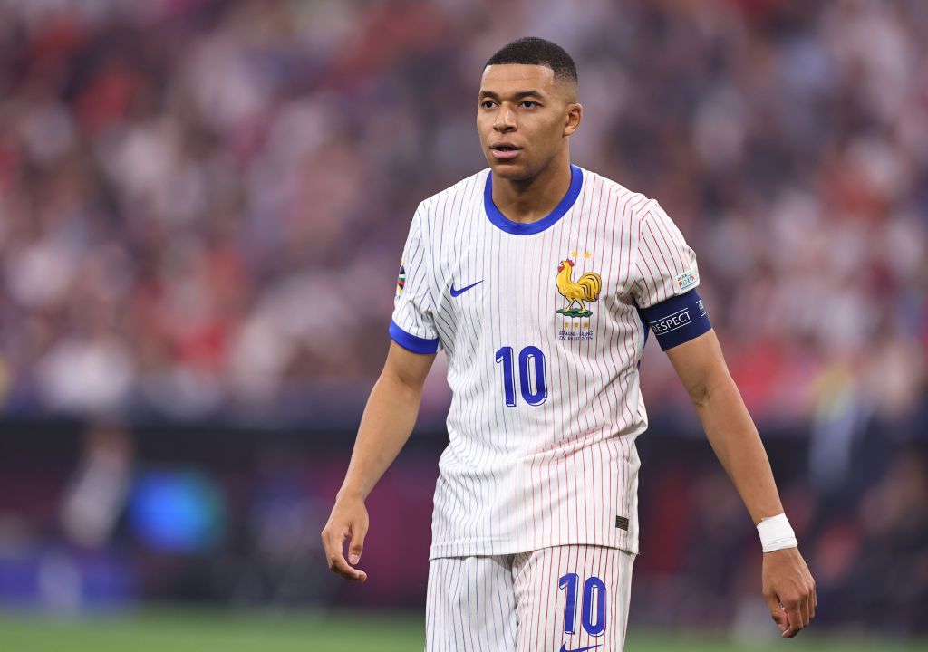 Kylian Mbappe of France during the UEFA EURO 2024 semi-final match between Spain v France at Munich Football Arena on July 09, 2024 in Munich, Germany. (Photo by Robbie Jay Barratt - AMA/Getty Images)