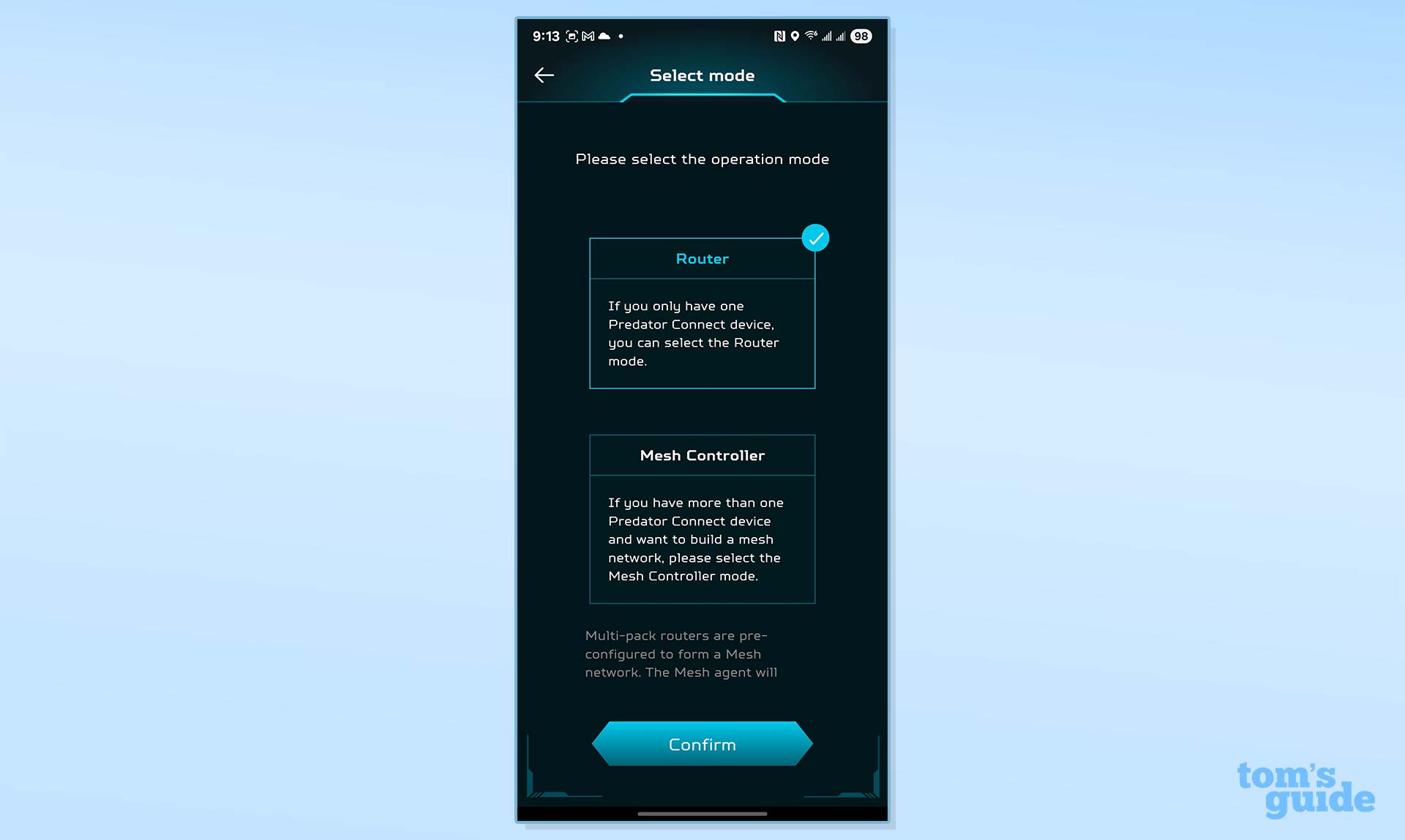 A screenshot of the Acer Predator Connect T7 app.