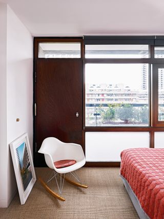 Bedroom interior at the Barbican Estate