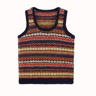 Flat lay image of knitted vest 