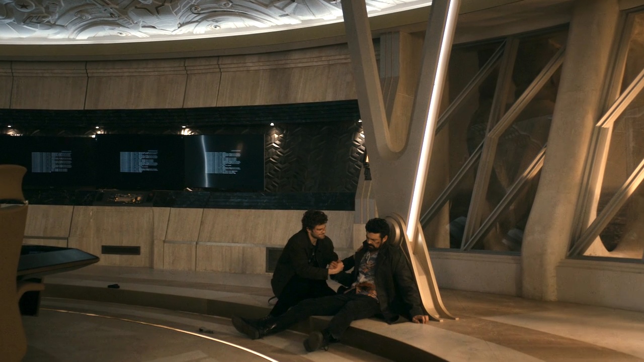 Hughie and Butcher sitting on the floor in The Boys series finale