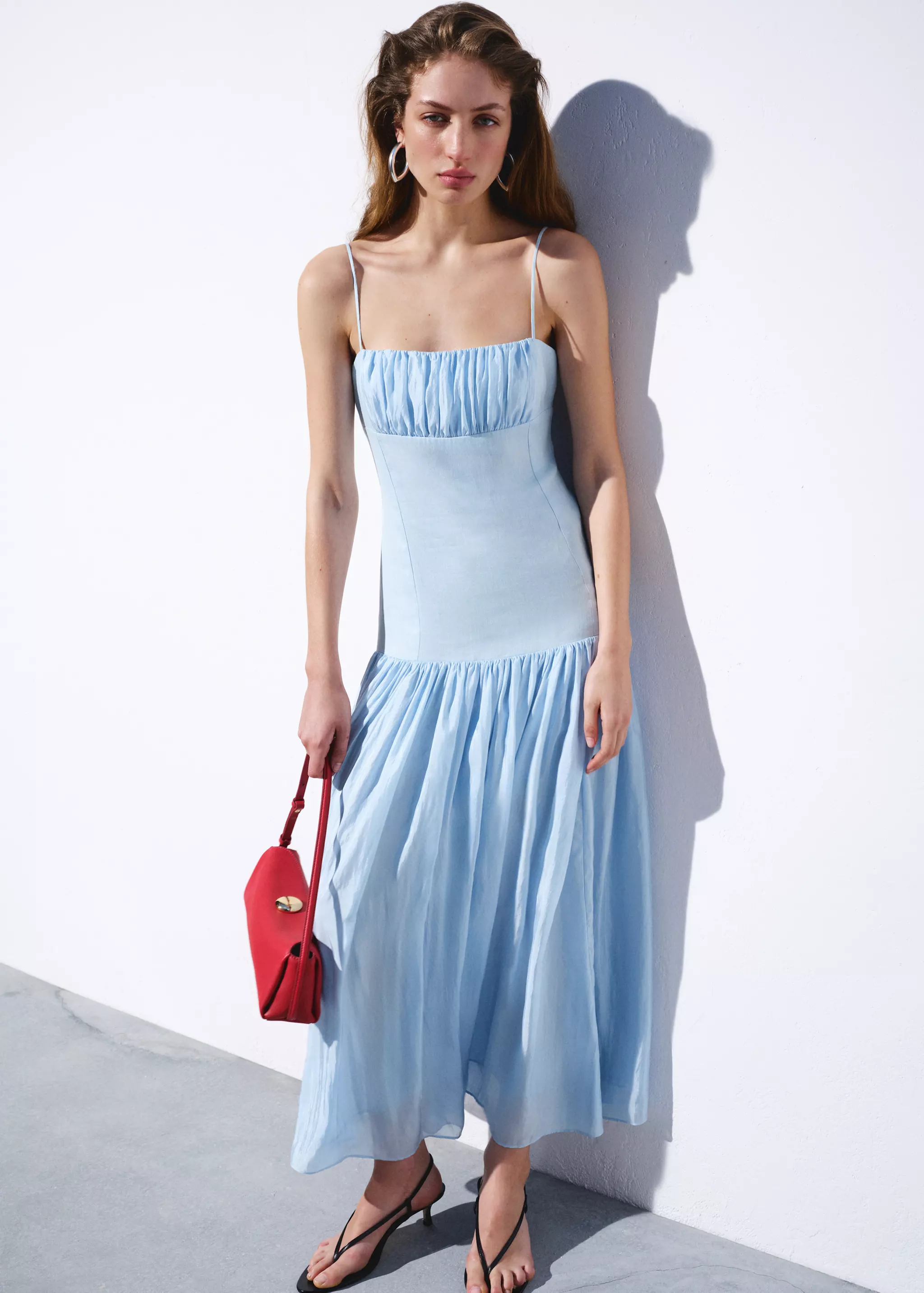 Ruched Linen Dress - Women | Mango United Kingdom