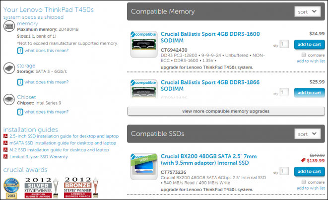 Crucial memory advisor