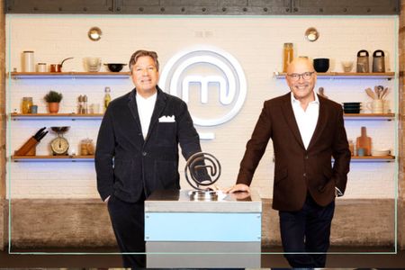 John Torode and Gregg Wallace in the Celebrity Masterchef kitchen