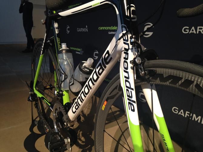 Close up on the front end of a Cannondale SuperSix