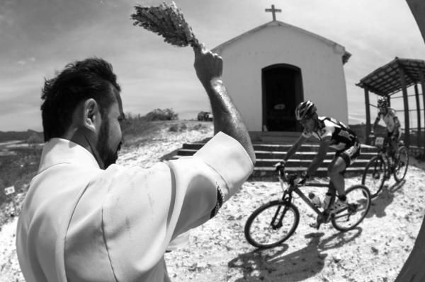 Racers were blessed by the priest of this chapel