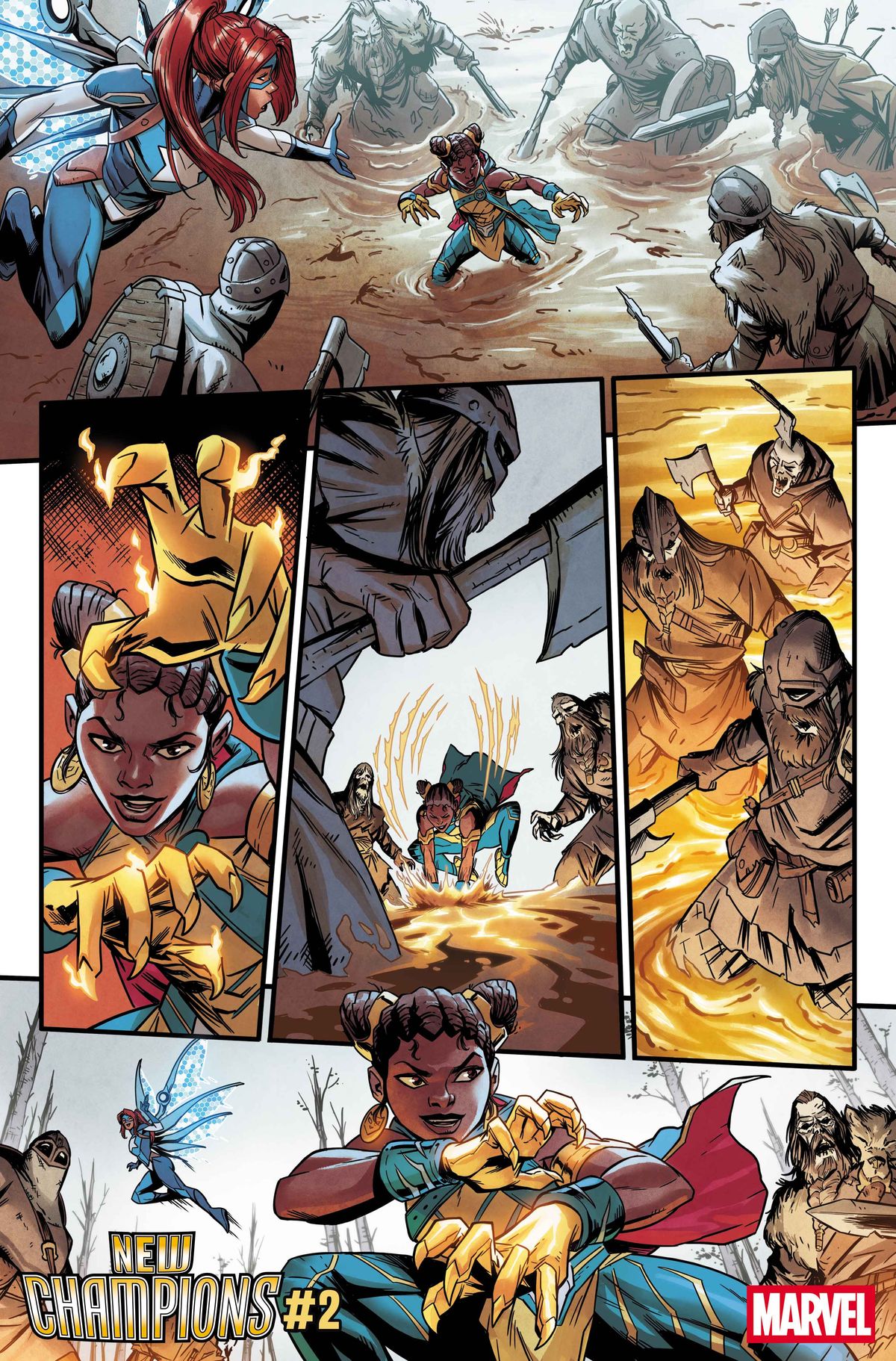 The New Champions &ndash; including new hero Gold Tiger &ndash; battle a hoard of zombies.