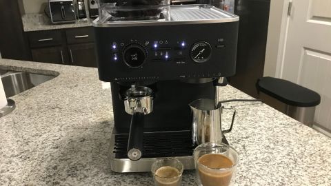 Kitchenaid espresso machine steaming milk in jug
