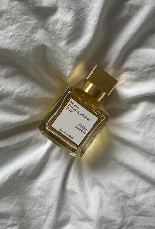 Maison Francis Kurkdjian Reflets d'ambre perfume bottle on linen