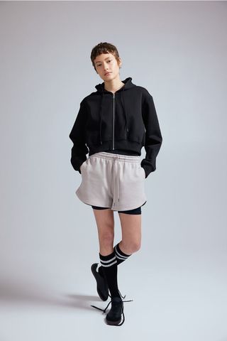 Short Hooded Sweatshirt Jacket