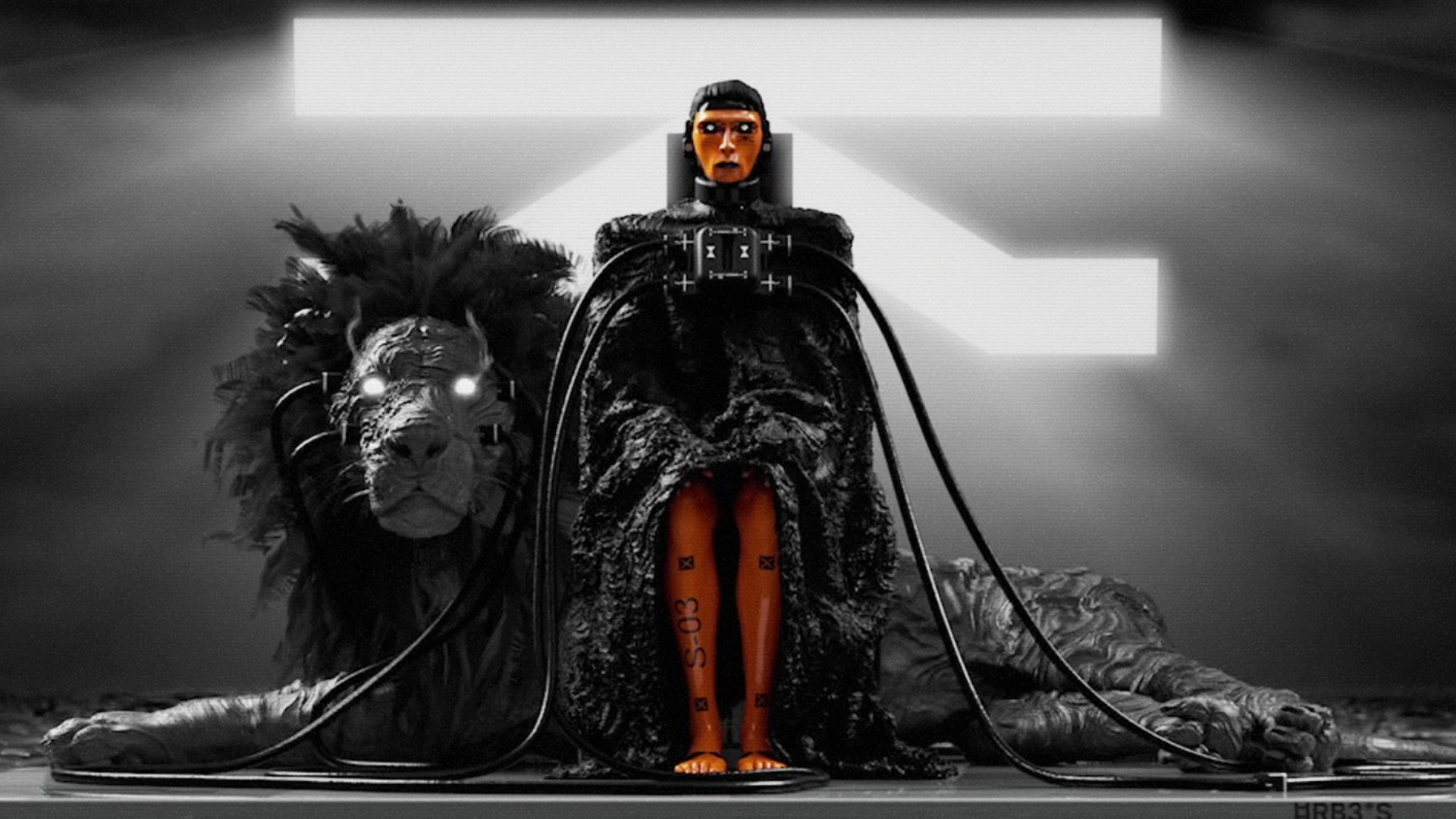 Marathon Introducing Traxus: Art of Traxus' liason sat in a chair with a lion next to them.