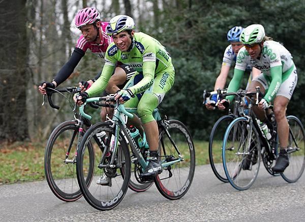 The four leaders on top of the Epenerbaan-climb with 127km to go