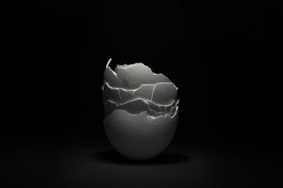 Abstract image of stacked broken egg shells