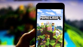 Minecraft logo on Android mobile device