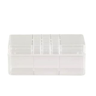 An acrylic makeup organizer